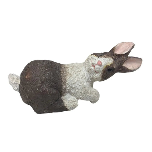 Vintage Miniature Brown/White Bunny Rabbit Figurine - A+ Stuff - Figurines - A+ Stuff