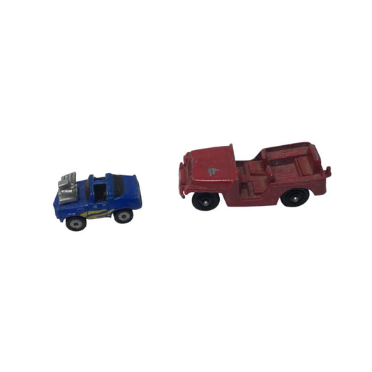 Vintage Miniature Die Cast Toy Cars - Red Jeep & Micro Machines Blue Flamed Camaro - micro machines - Toy Cars - A+ Stuff