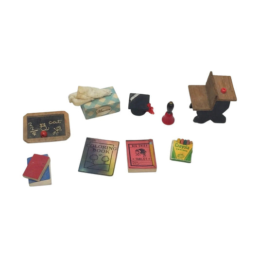 Vintage Miniature Dollhouse Pretend Play School/Classroom Accessories - A+ Stuff - Collectibles - A+ Stuff