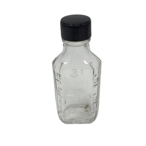Vintage Miniature Duraglas Clear Glass Bottle with Black Lid