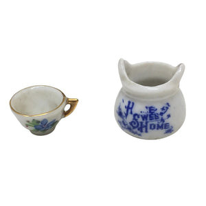 Vintage Miniature "Home Sweet Home" Pitcher and Floral Tea Cup