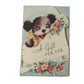 Vintage Miniature Paper Card "A Gift For You" with Puppy Dog and Flowers on it - A+ Stuff - Collectibles - A+ Stuff