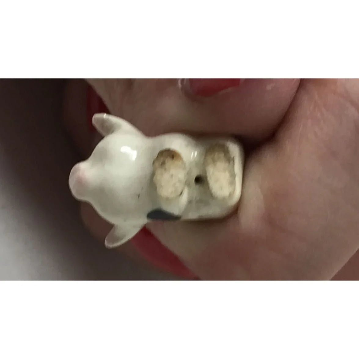 Vintage Miniature Porcelain Hagen Renaker Standing White Piglet with Black Spots - A+ Stuff - Figurines - A+ Stuff