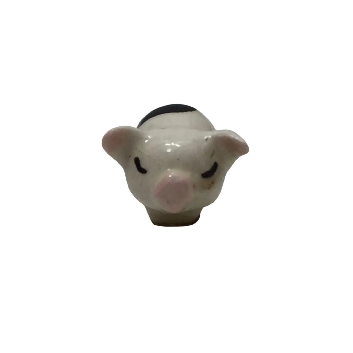 Vintage Miniature Porcelain Hagen Renaker Standing White Piglet with Black Spots - A+ Stuff - Figurines - A+ Stuff