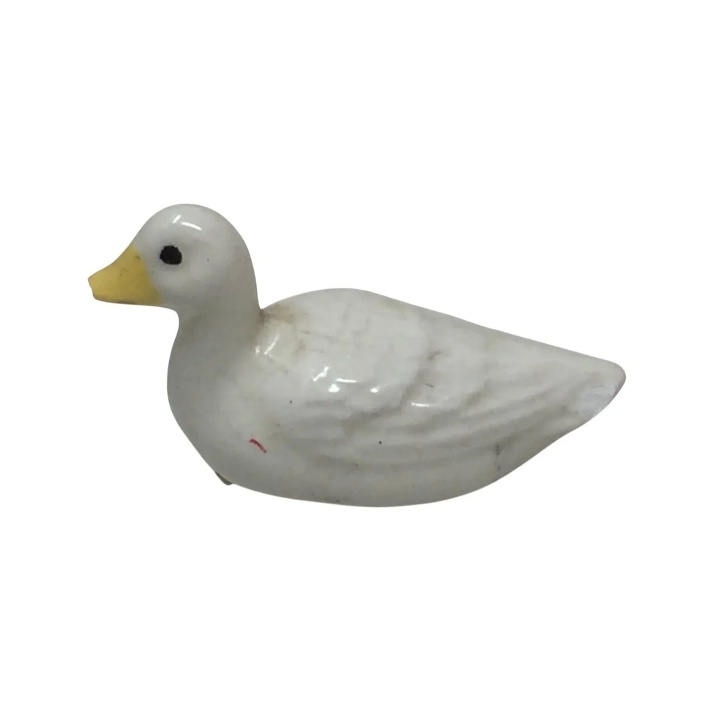 Vintage Miniature Porcelain White Goose with Yellow Beak Figurine - A+ Stuff - Figurines - A+ Stuff