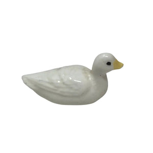 Vintage Miniature Porcelain White Goose with Yellow Beak Figurine