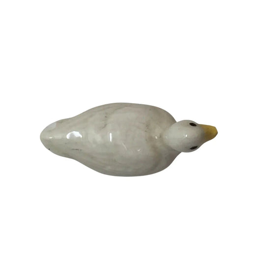 Vintage Miniature Porcelain White Goose with Yellow Beak Figurine - A+ Stuff - Figurines - A+ Stuff