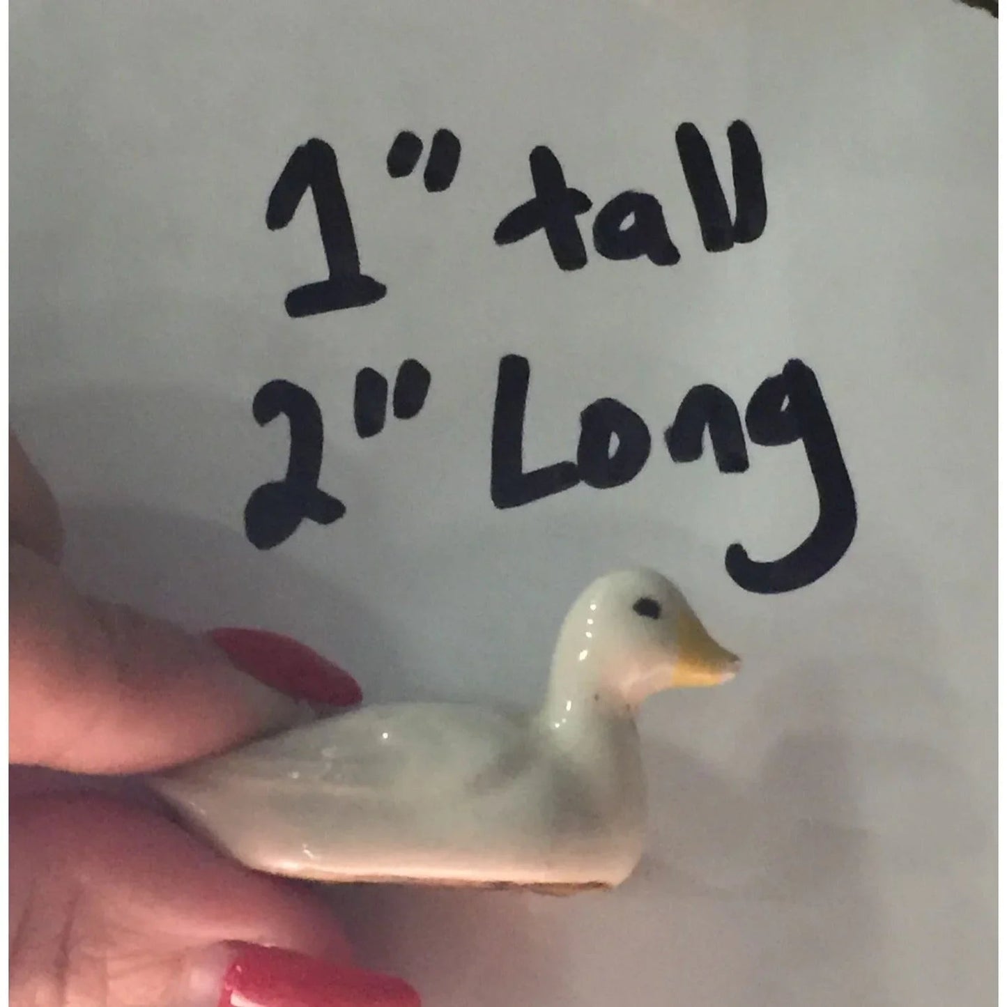 Vintage Miniature Porcelain White Goose with Yellow Beak Figurine - A+ Stuff - Figurines - A+ Stuff