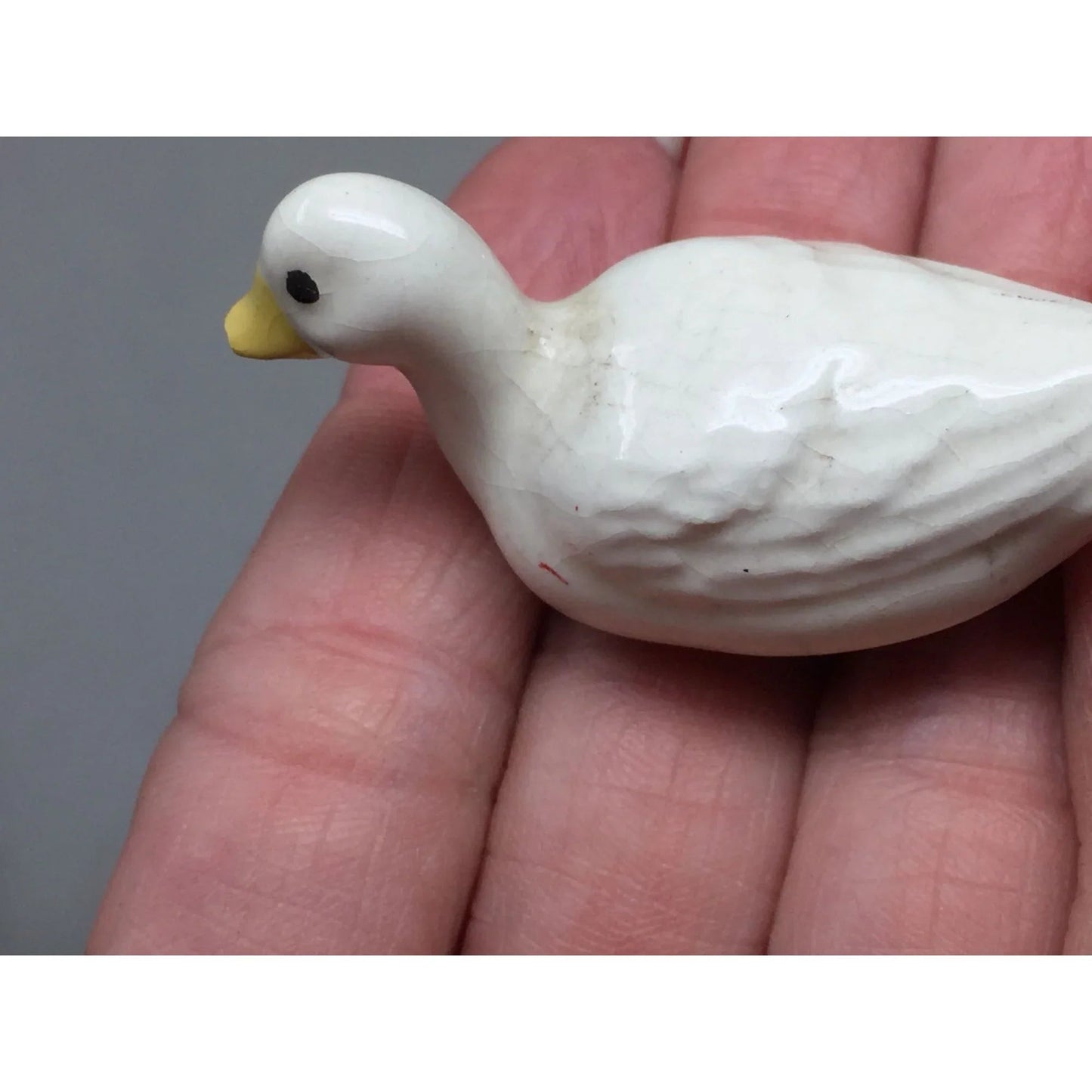 Vintage Miniature Porcelain White Goose with Yellow Beak Figurine - A+ Stuff - Figurines - A+ Stuff