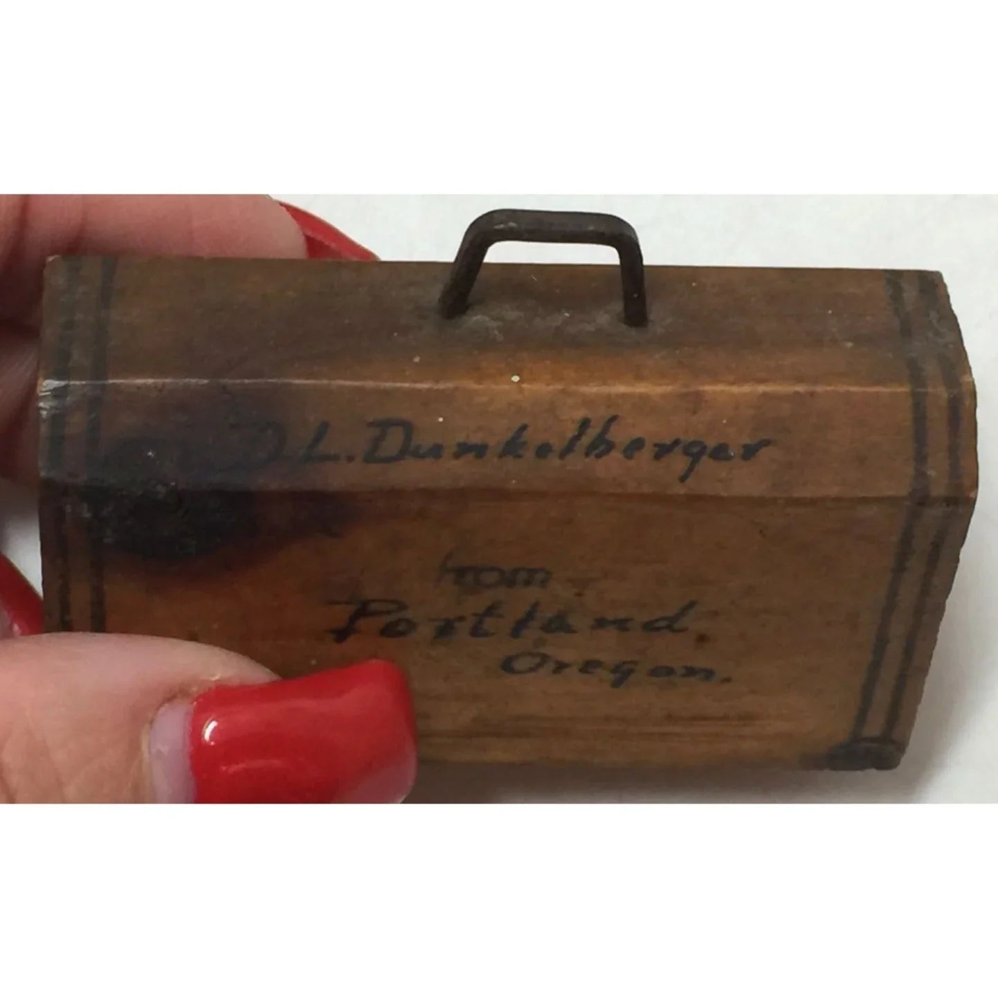 Vintage Miniature ''Portland Oregon'' Brown Wooden Suitcase - A+ Stuff - Collectibles - A+ Stuff