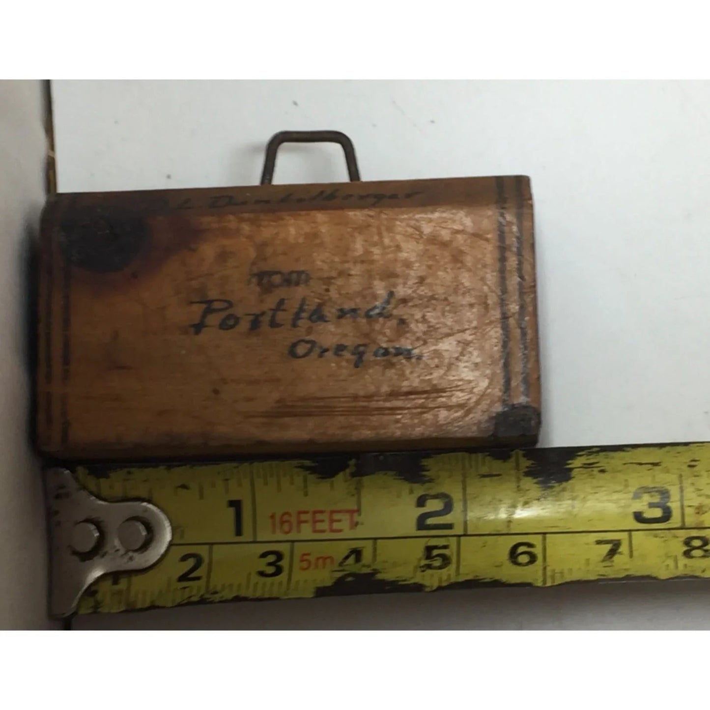 Vintage Miniature ''Portland Oregon'' Brown Wooden Suitcase - A+ Stuff - Collectibles - A+ Stuff