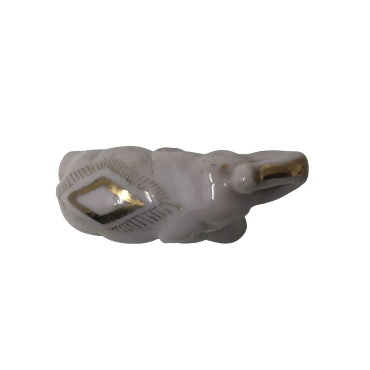 Vintage Miniature White and Gold Elephant Figurine - A+ Stuff - Figurines - A+ Stuff