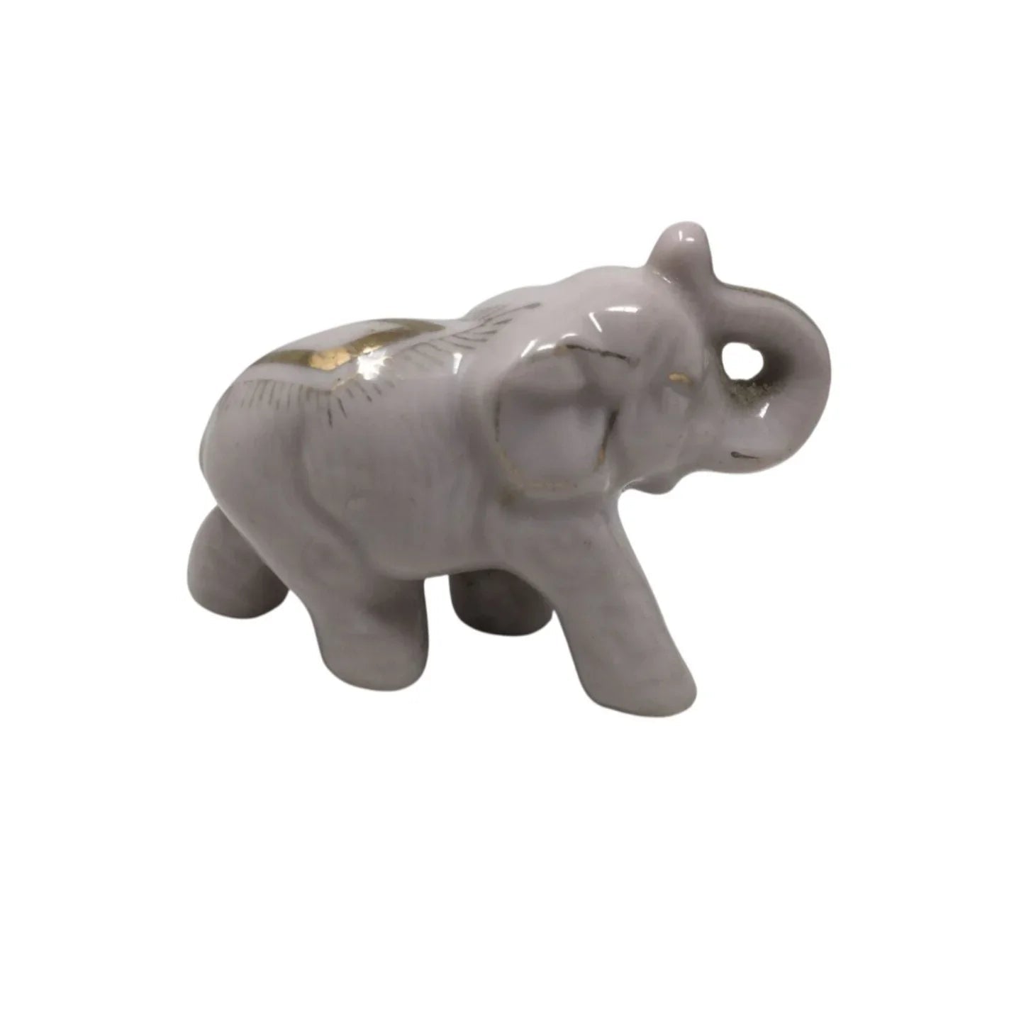 Vintage Miniature White and Gold Elephant Figurine - A+ Stuff - Figurines - A+ Stuff