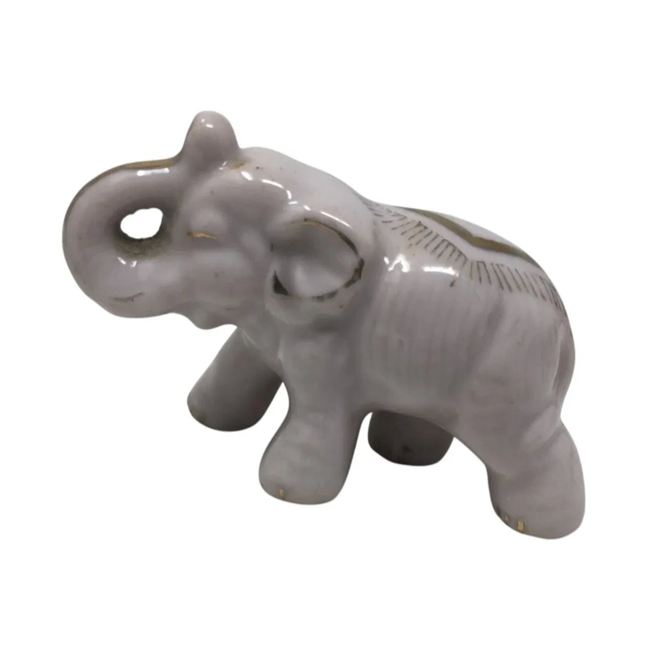 Vintage Miniature White and Gold Elephant Figurine - A+ Stuff - Figurines - A+ Stuff