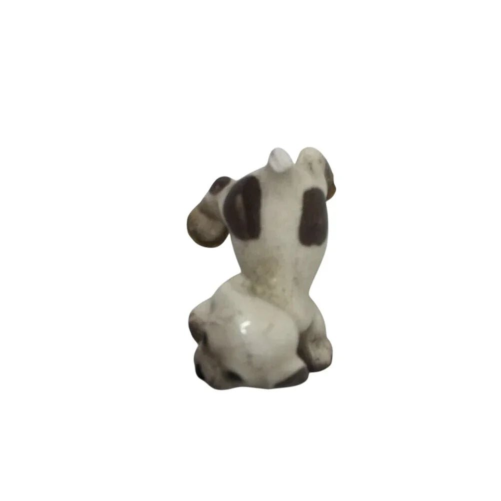 Vintage Miniature White Spotted Puppy Dog Ceramic Figurine - A+ Stuff - Figurines - A+ Stuff