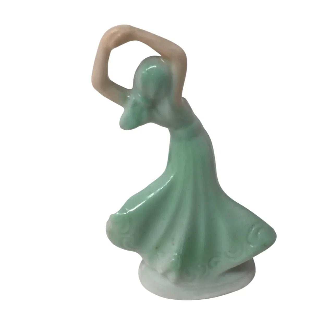 Vintage Miniature White/Green Dancing Girl Figurine - A+ Stuff - Figurines - A+ Stuff