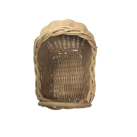 Vintage Miniature Woven Wicker Bassinet Basket with Handle on Wheels - A+ Stuff - Collectibles - A+ Stuff