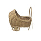 Vintage Miniature Woven Wicker Bassinet Basket with Handle on Wheels - A+ Stuff - Collectibles - A+ Stuff