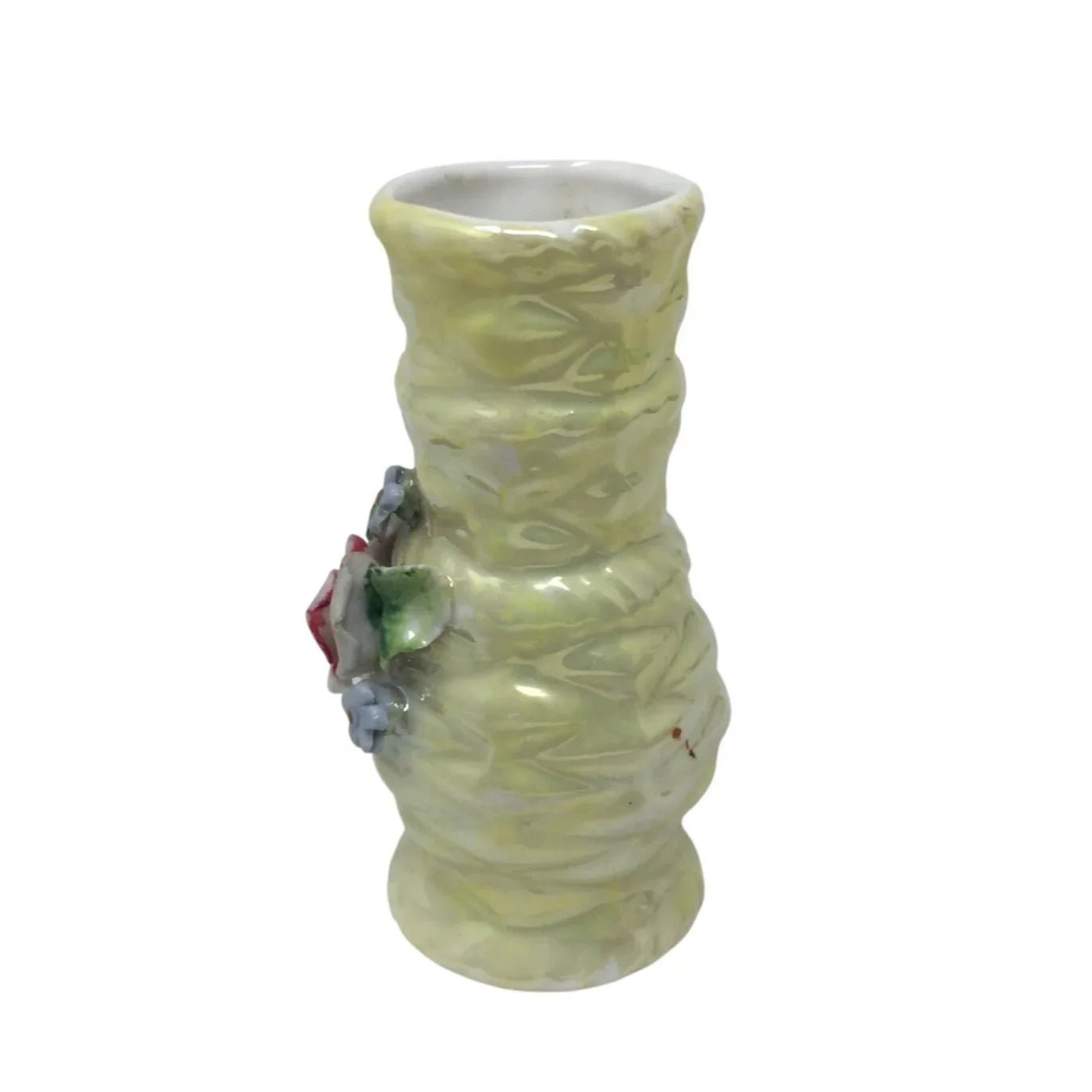 Vintage Miniature Yellow Porcelain Bud Vase with flowers on it - A+ Stuff - Vase or Holder - A+ Stuff