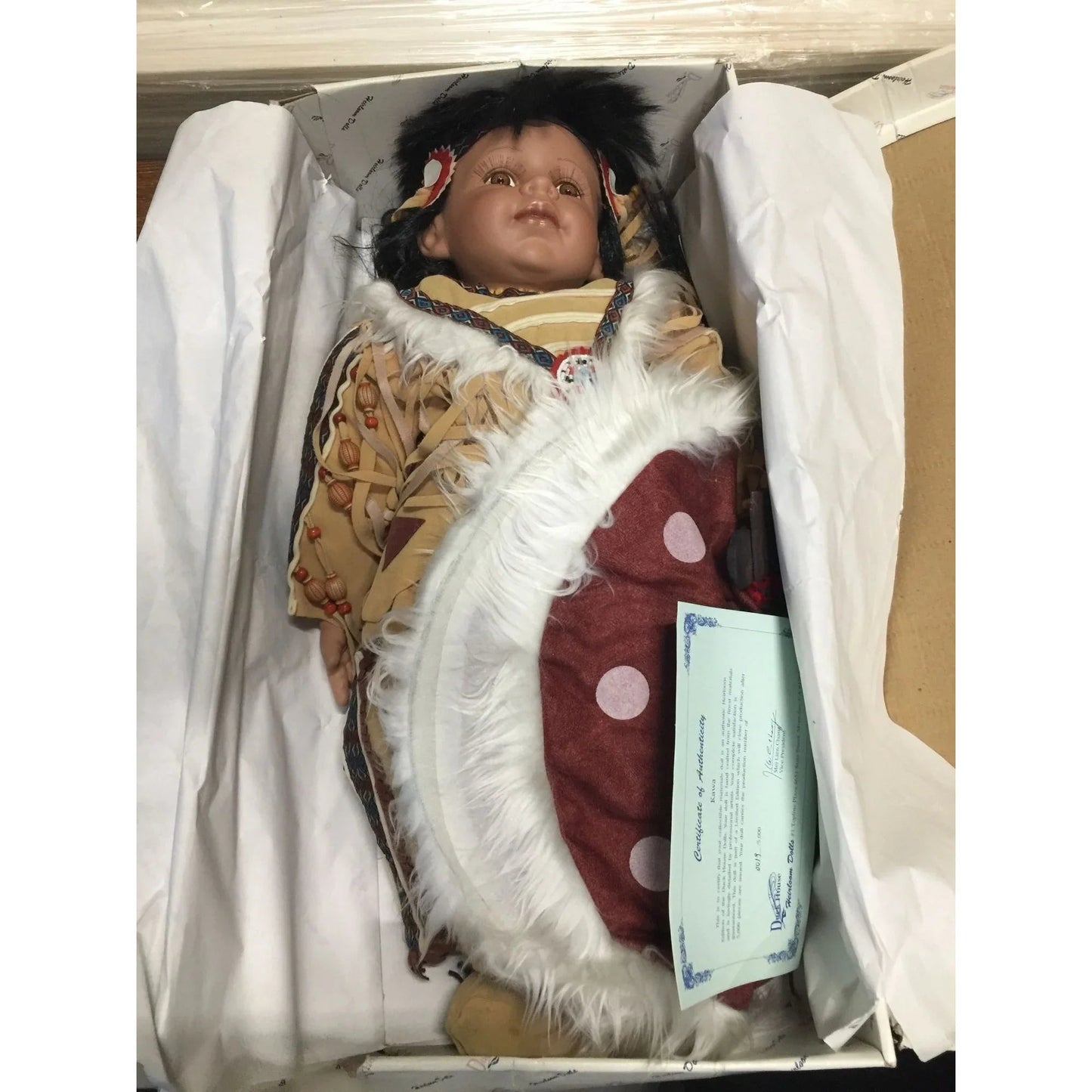 Vintage Native American Duck House Porcelain Heirloom Doll in Box - A+ Stuff
