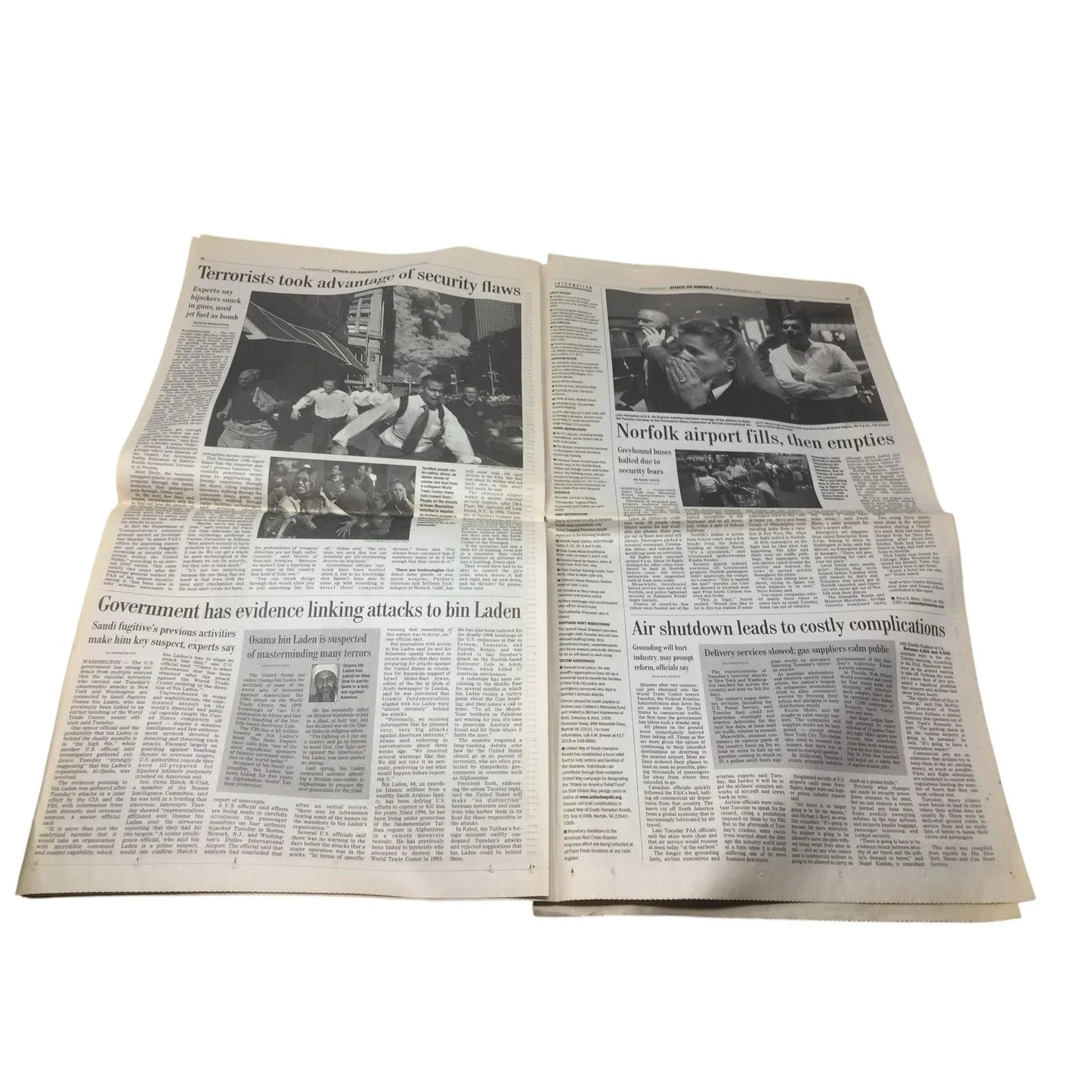 Vintage Newspapers from Sept 12 - 14, 2001 and Oct. 8, 2001 - A+ Stuff - Collectibles - A+ Stuff