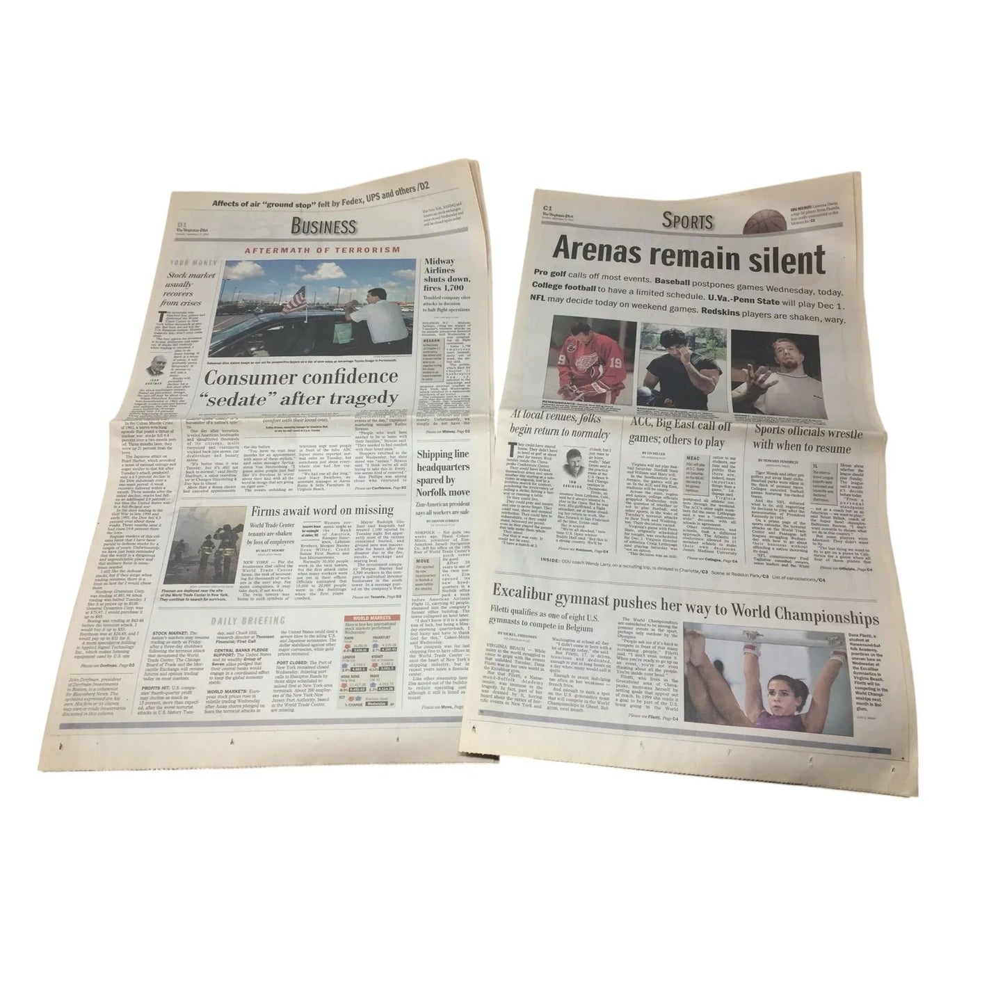 Vintage Newspapers from Sept 12 - 14, 2001 and Oct. 8, 2001 - A+ Stuff - Collectibles - A+ Stuff