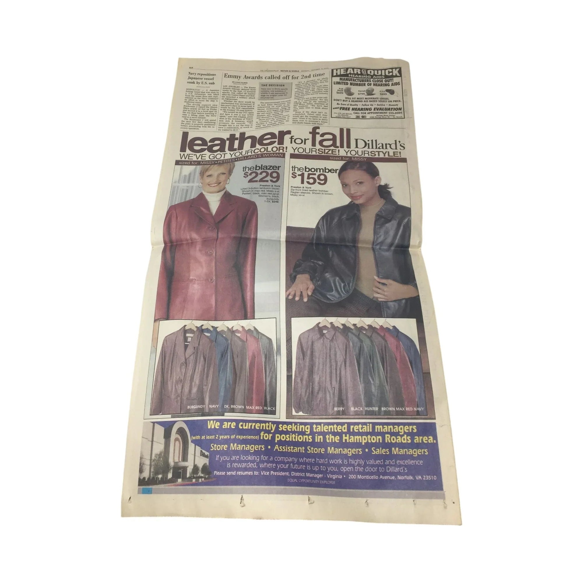 Vintage Newspapers from Sept 12 - 14, 2001 and Oct. 8, 2001 - A+ Stuff - Collectibles - A+ Stuff