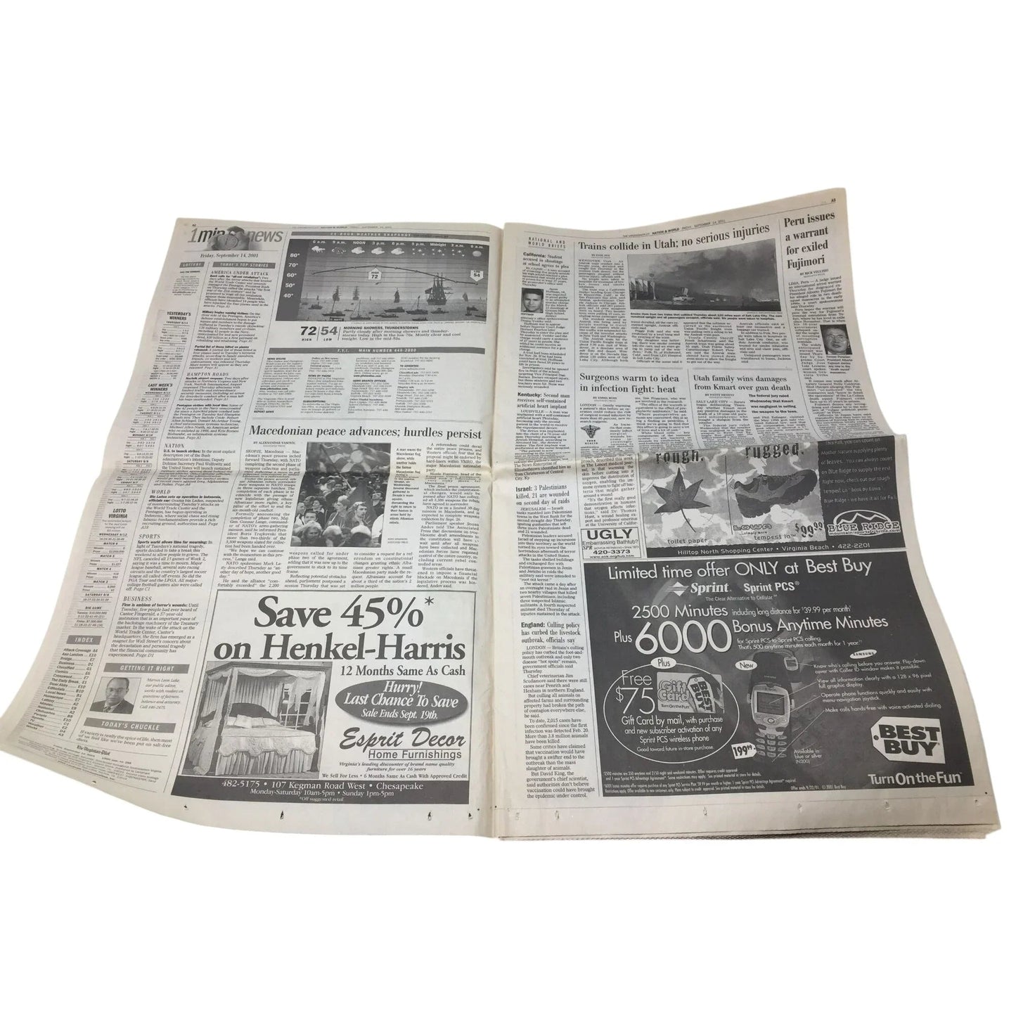 Vintage Newspapers from Sept 12 - 14, 2001 and Oct. 8, 2001 - A+ Stuff - Collectibles - A+ Stuff