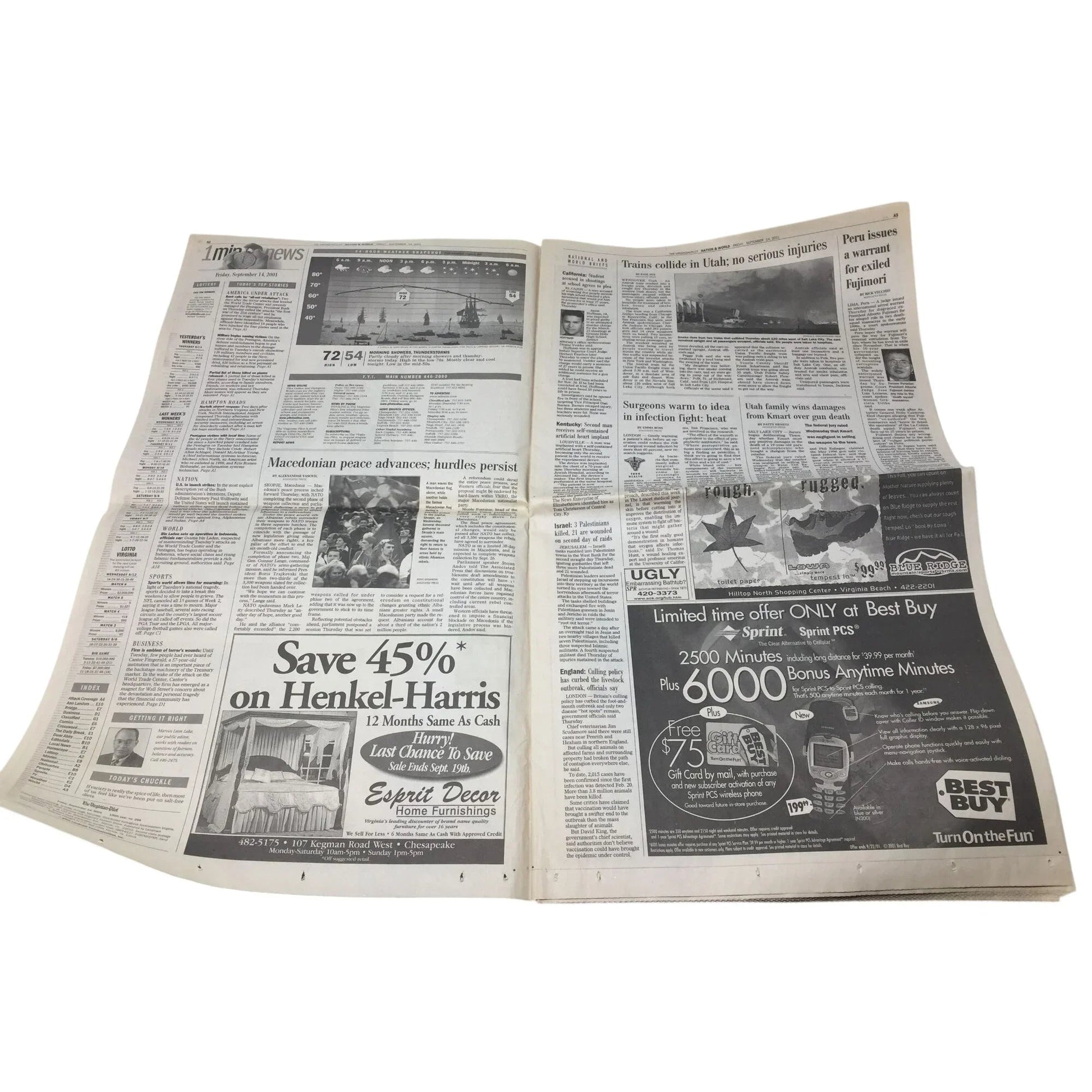Vintage Newspapers from Sept 12 - 14, 2001 and Oct. 8, 2001 - A+ Stuff - Collectibles - A+ Stuff