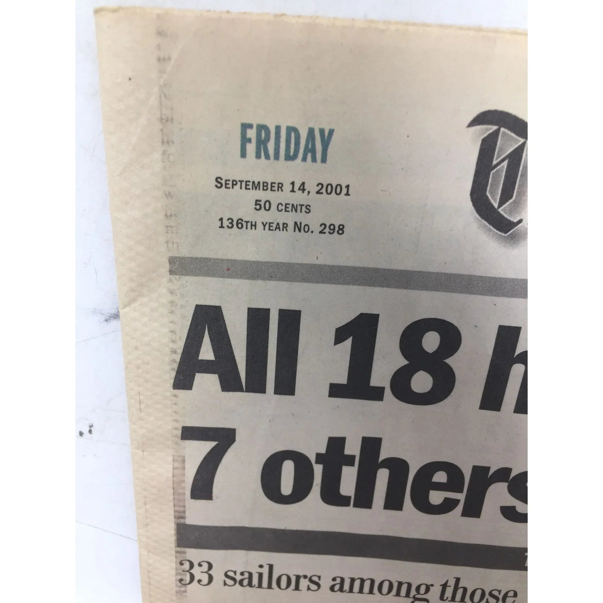 Vintage Newspapers from Sept 12 - 14, 2001 and Oct. 8, 2001 - A+ Stuff - Collectibles - A+ Stuff