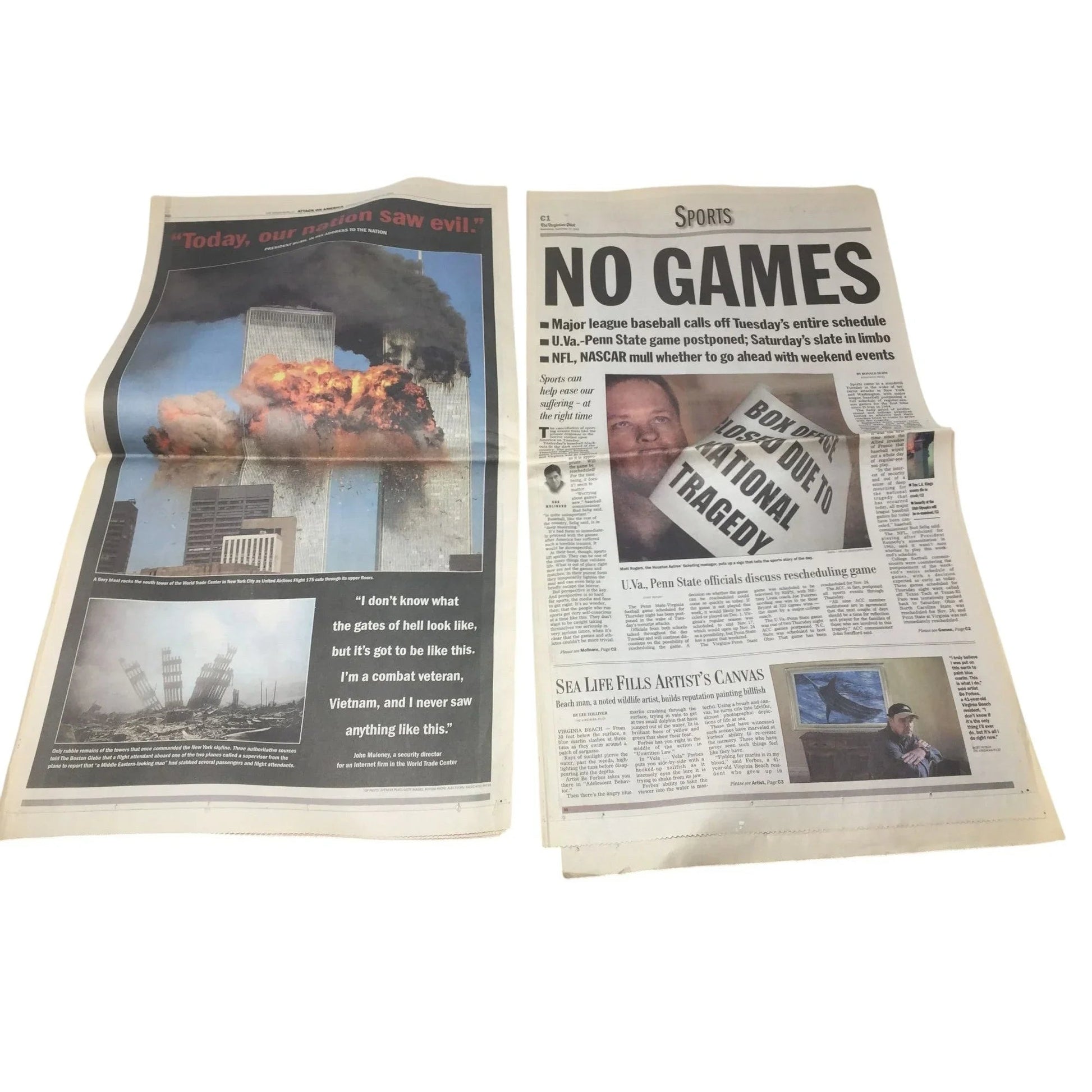 Vintage Newspapers from Sept 12 - 14, 2001 and Oct. 8, 2001 - A+ Stuff - Collectibles - A+ Stuff