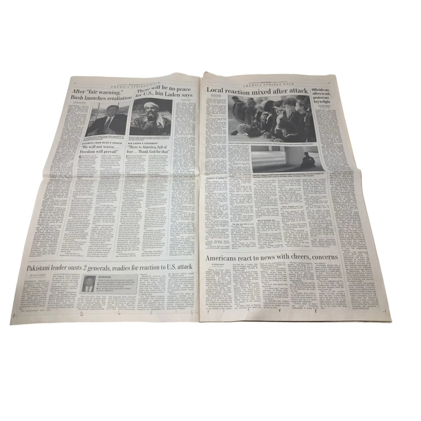 Vintage Newspapers from Sept 12 - 14, 2001 and Oct. 8, 2001 - A+ Stuff - Collectibles - A+ Stuff