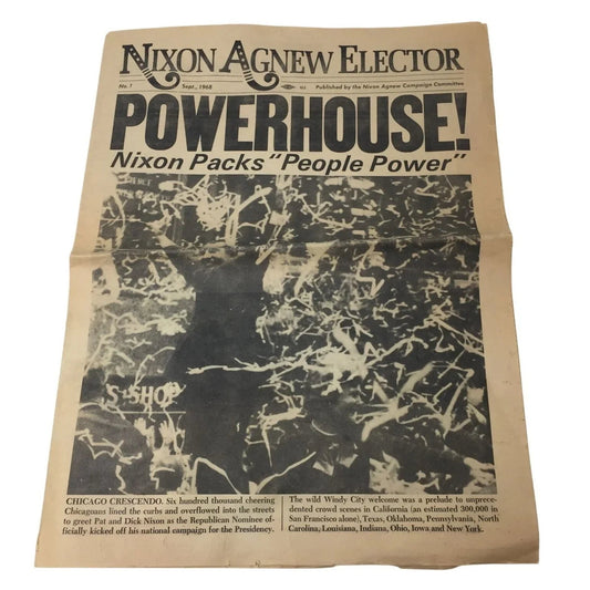 Vintage ''Nixon Agnew Elector'' Newspaper Sept 1968 No. 1 - A+ Stuff - Collectibles - A+ Stuff