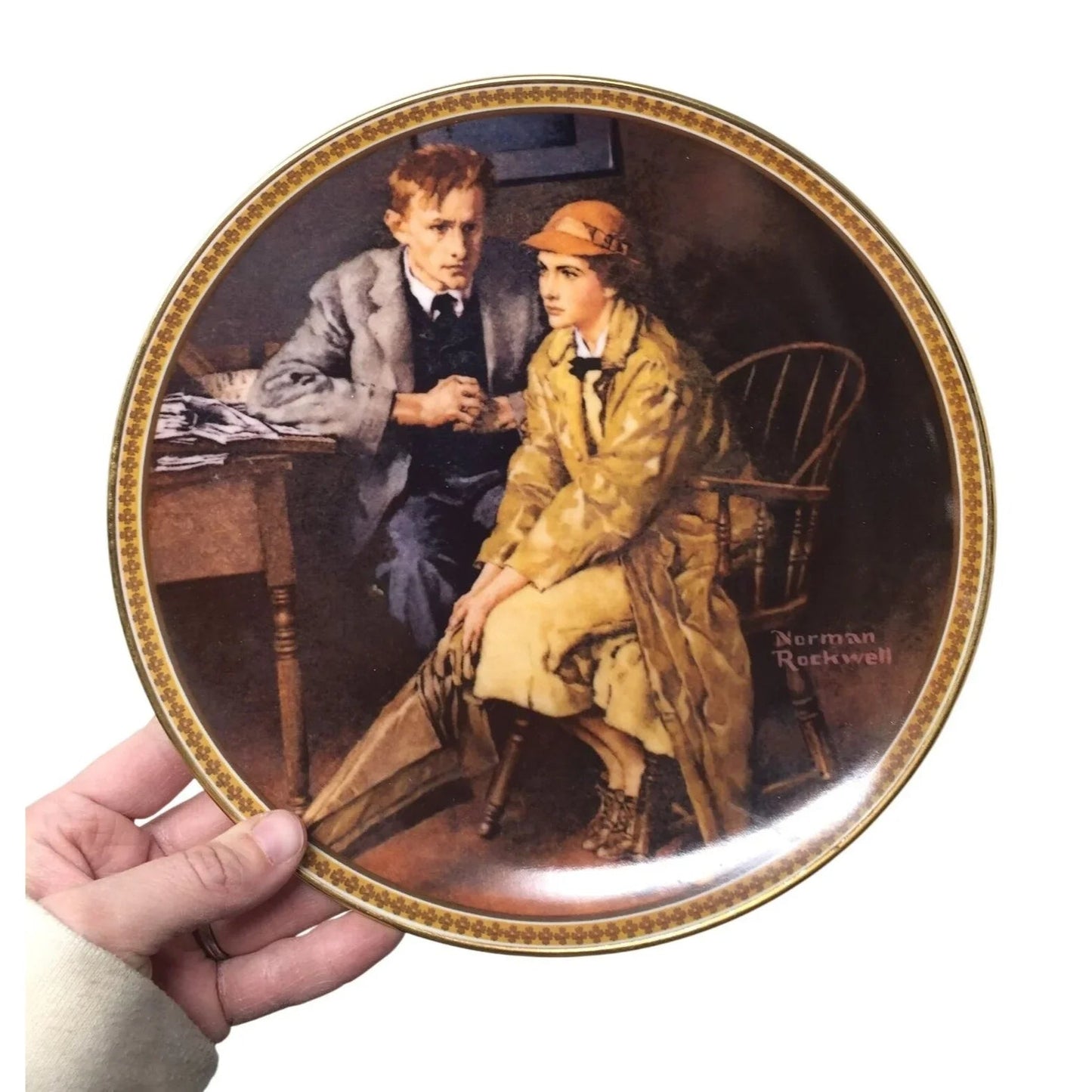 Vintage Norman Rockwell "Confiding in The Den" Collector Plate - norman rockwell - Plates - A+ Stuff