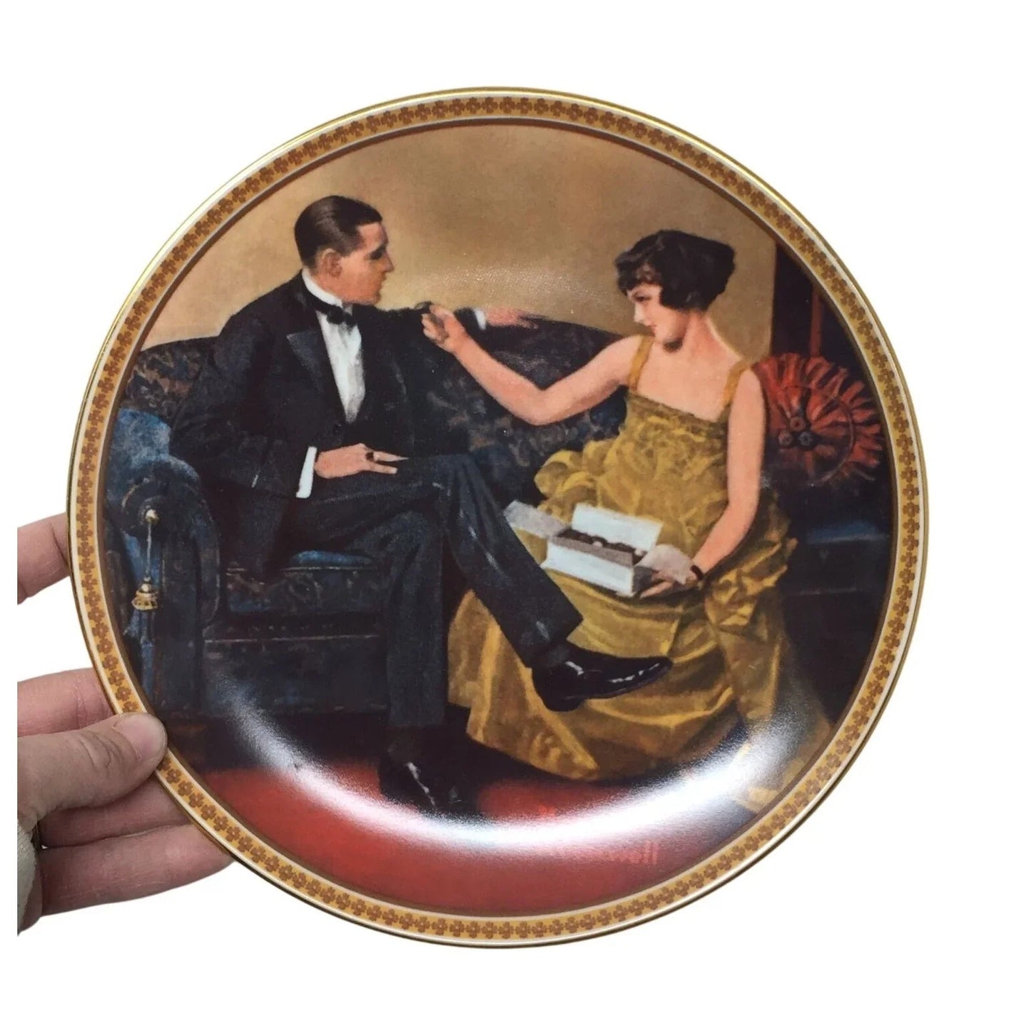 Vintage Norman Rockwell Flirting in the Parlor Plate (Plate 2022 F) - norman rockwell - Plates - A+ Stuff