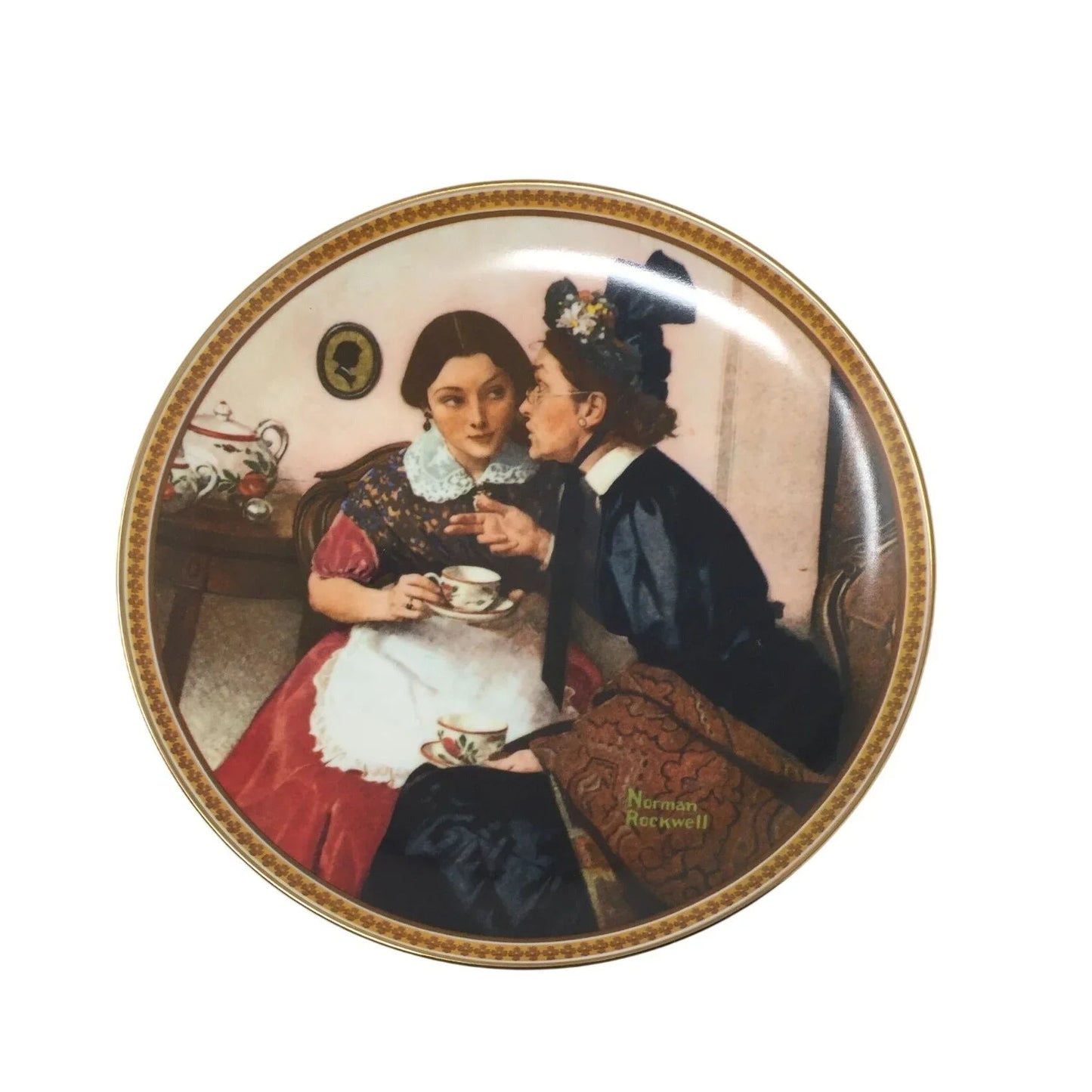 Vintage Norman Rockwell ''GOSSIPING IN THE ALCOVE'' Plate - norman rockwell - Plates - A+ Stuff