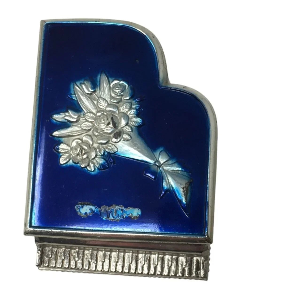 Vintage Occupied Japan Silver/Blue Piano Shaped Trinket Box - A+ Stuff - Collectibles - A+ Stuff