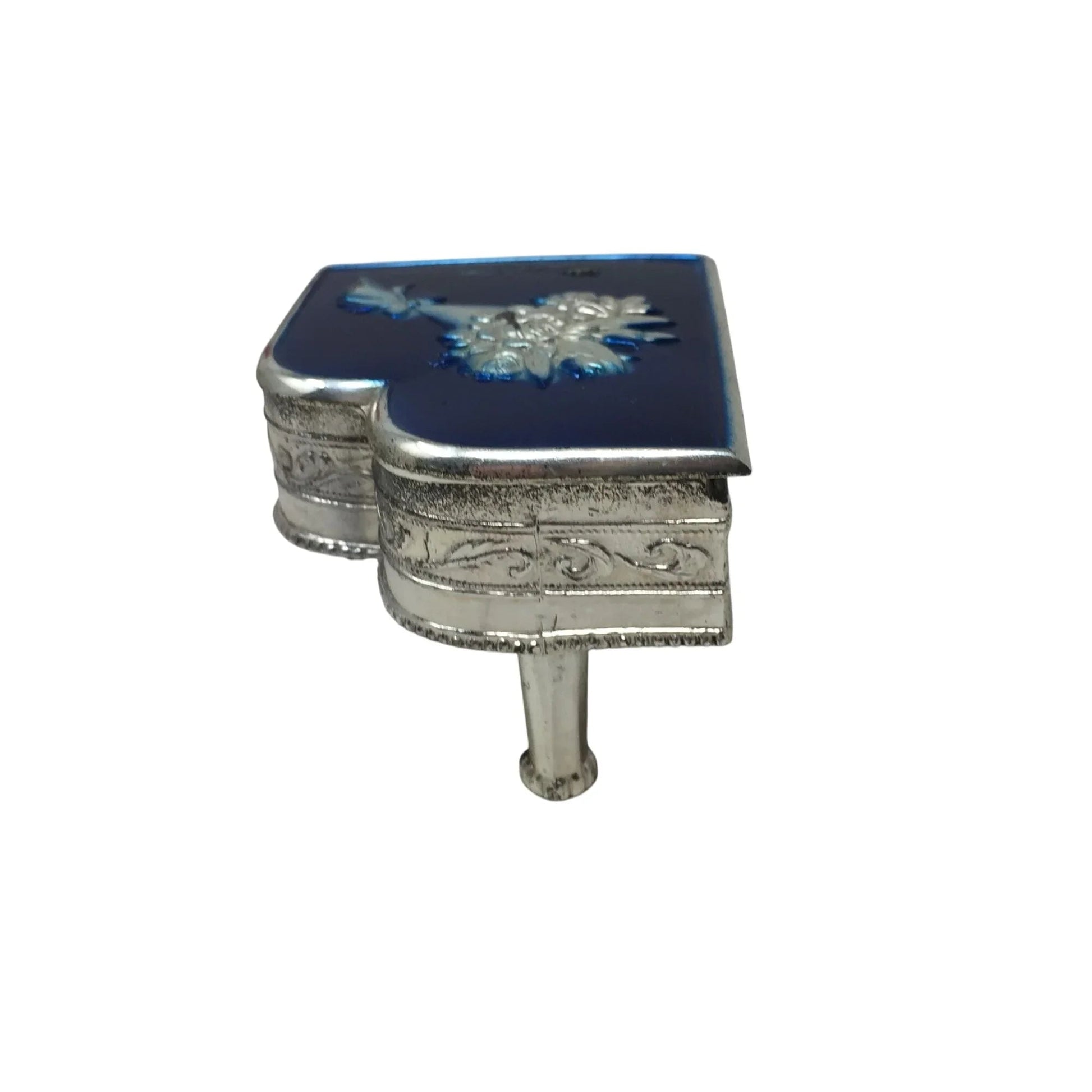 Vintage Occupied Japan Silver/Blue Piano Shaped Trinket Box - A+ Stuff - Collectibles - A+ Stuff
