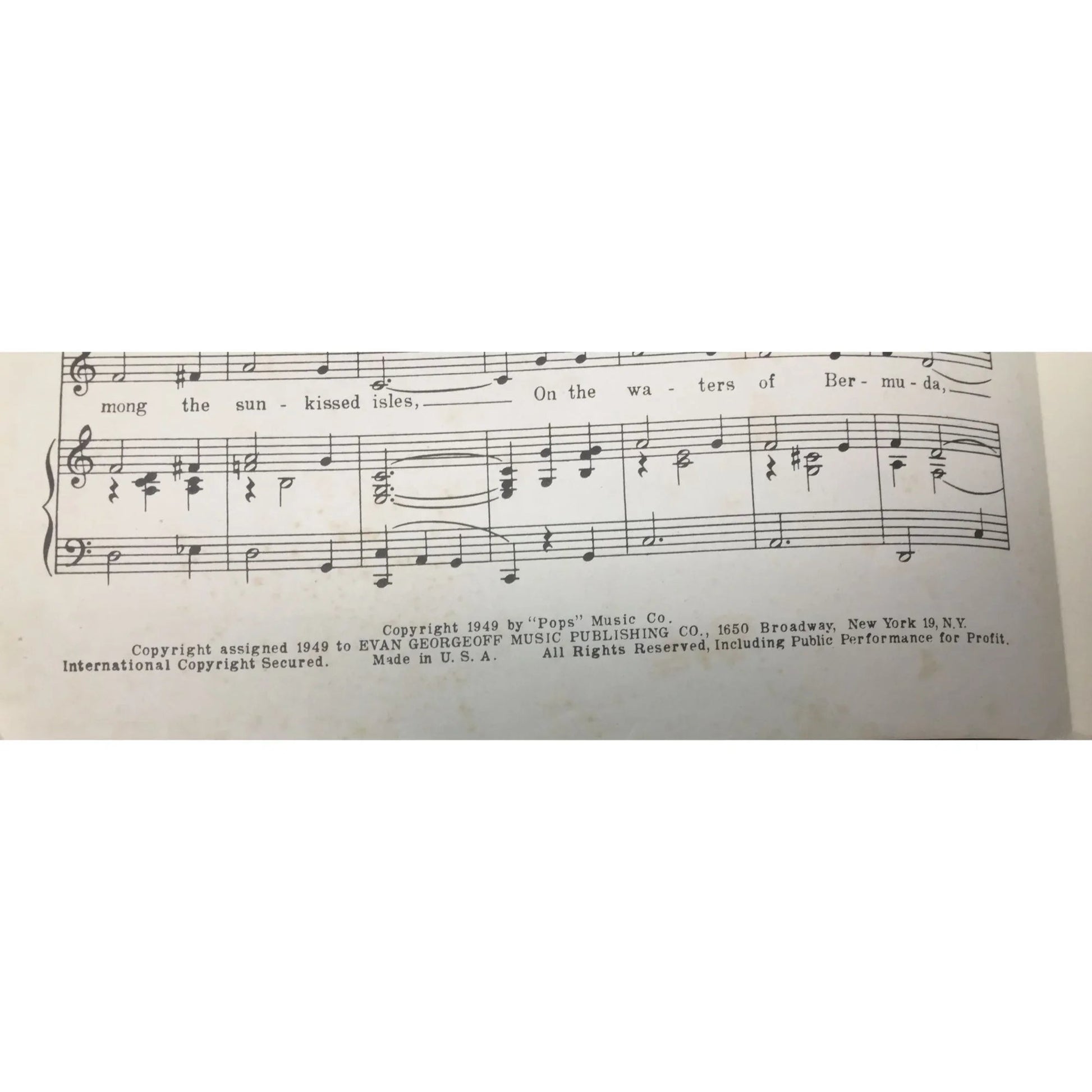 Vintage ''On A Cruise To Old Bermuda'' Sheet Music - A+ Stuff - sheet music - A+ Stuff