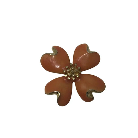 Vintage Orange and Gold Tone Flower Brooch Pin - A+ Stuff - Brooch - A+ Stuff