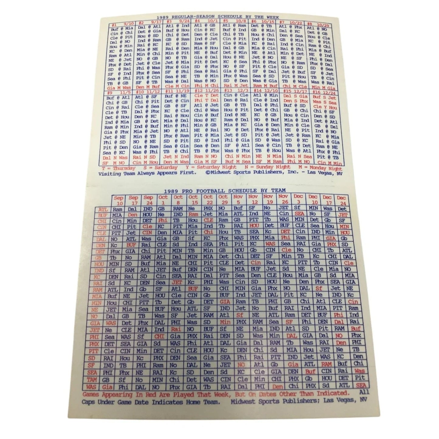 Vintage Pabst Blue Ribbon Beer ''What'll You Have?'' Cards & 1989 Pro Football Schedule - pabst - Collectibles - A+ Stuff
