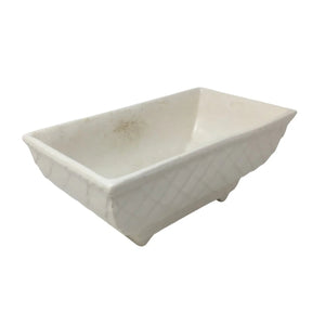 Vintage Patterned White Pottery Footed Planter