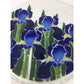 Vintage Peggy Karr Fused Art Glass Round Glass Plate with Blue Iris on it - peggy karr - Plates - A+ Stuff