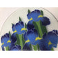 Vintage Peggy Karr Fused Art Glass Round Glass Plate with Blue Iris on it - peggy karr - Plates - A+ Stuff