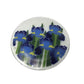 Vintage Peggy Karr Fused Art Glass Round Glass Plate with Blue Iris on it - peggy karr - Plates - A+ Stuff