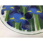 Vintage Peggy Karr Fused Art Glass Round Glass Plate with Blue Iris on it - peggy karr - Plates - A+ Stuff