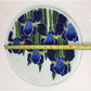 Vintage Peggy Karr Fused Art Glass Round Glass Plate with Blue Iris on it - peggy karr - Plates - A+ Stuff