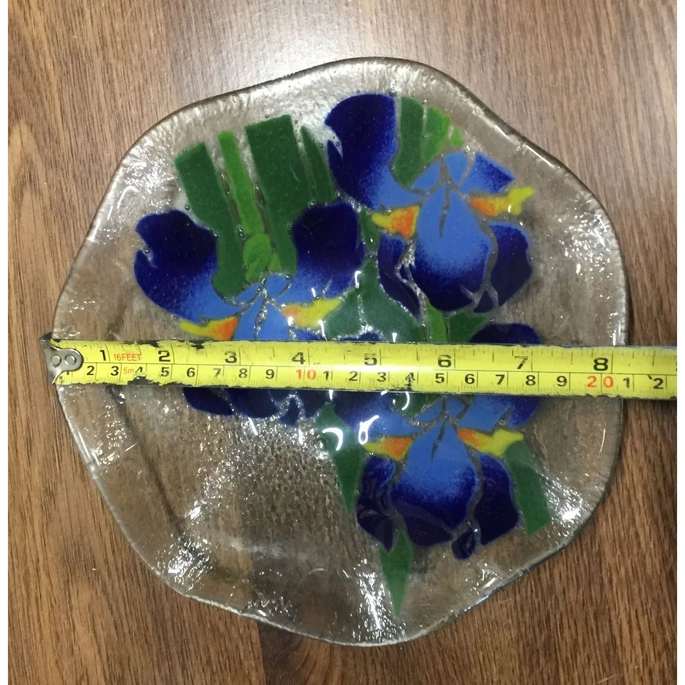 Vintage Peggy Karr Fused Art Glass Ruffled Blue Iris Bowl - A+ Stuff