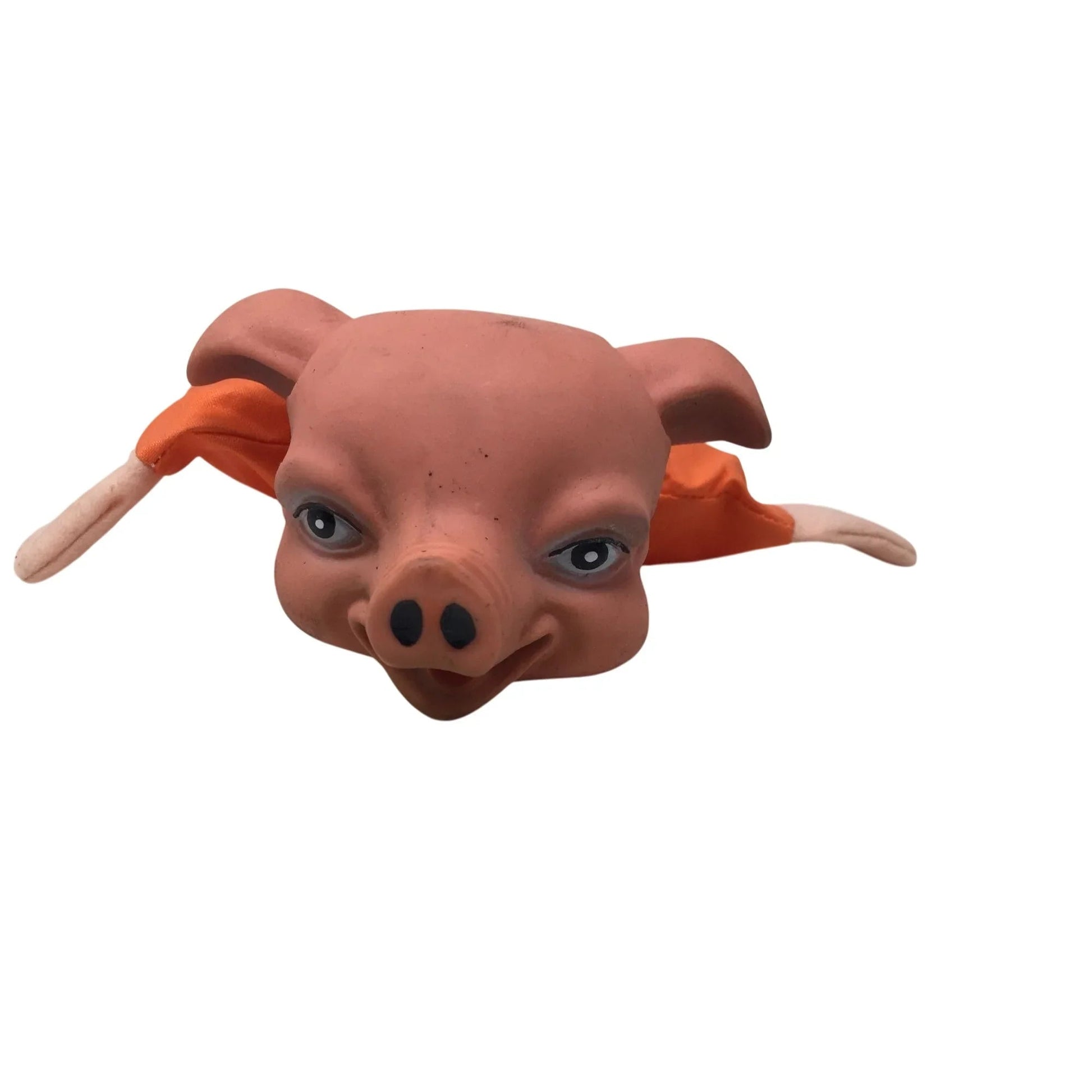 Vintage Pig Hand Puppet Wearing Orange Outfit with Green Clover - A+ Stuff - Puppets & Marionettes - A+ Stuff