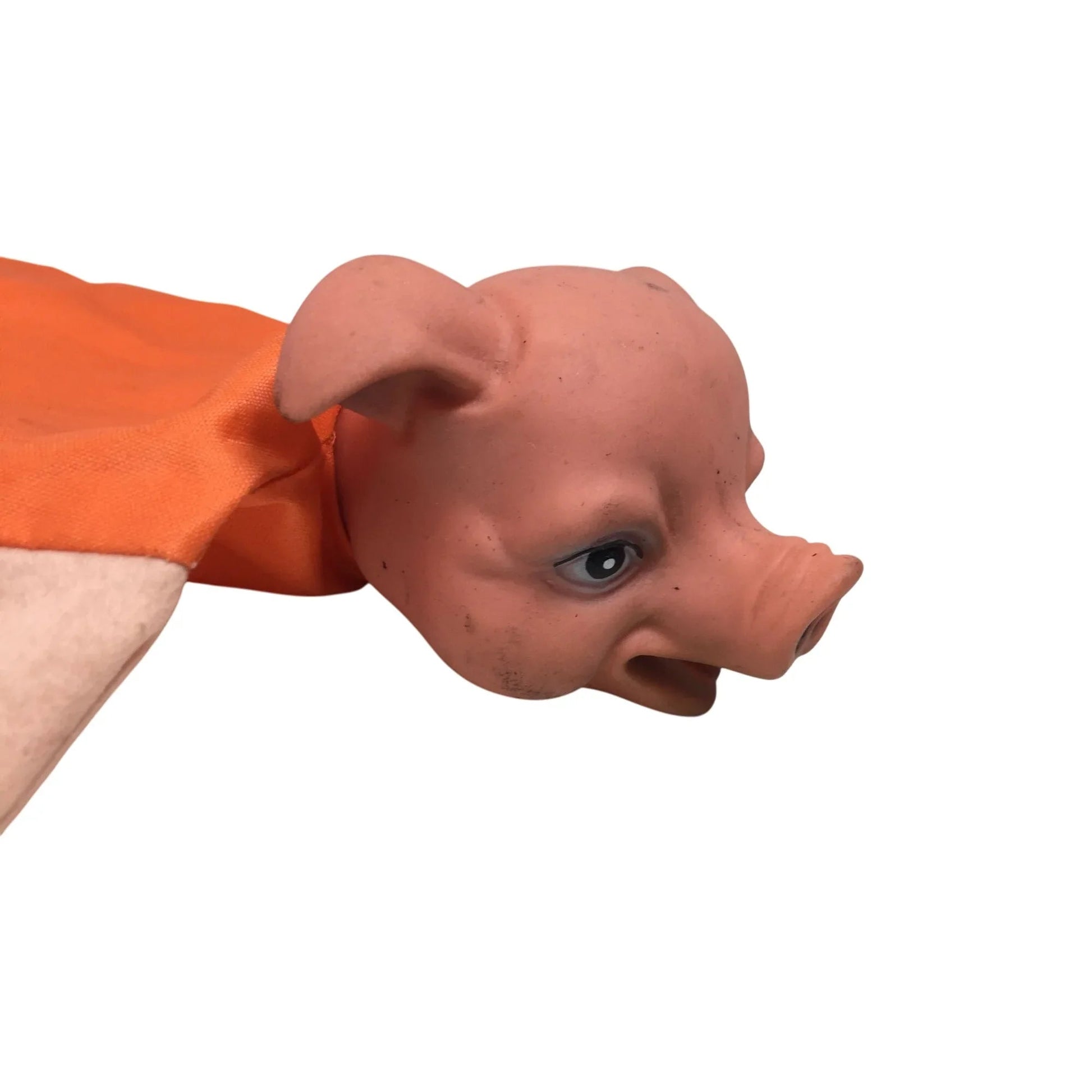 Vintage Pig Hand Puppet Wearing Orange Outfit with Green Clover - A+ Stuff - Puppets & Marionettes - A+ Stuff